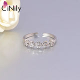 CZ Flower Rings Yellow Plated Adjustable Opening Rings