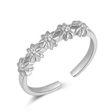 CZ Flower Rings Yellow Plated Adjustable Opening Rings