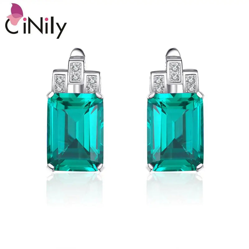 Emerald Ruby Sapphire 925 Silver Stud Earrings for Women SE044-46