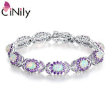 Fire Opal 925 Sterling Silver Chain Bracelet Anniversary Gift Women Jewelry