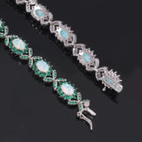 Fire Opal 925 Sterling Silver Chain Bracelet Anniversary Gift Women Jewelry