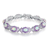 Fire Opal 925 Sterling Silver Chain Bracelet Anniversary Gift Women Jewelry