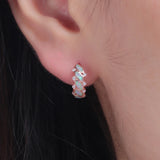 Pink Opal 925 Sterling Silver Hoop Earrings for Party Birthday Gift