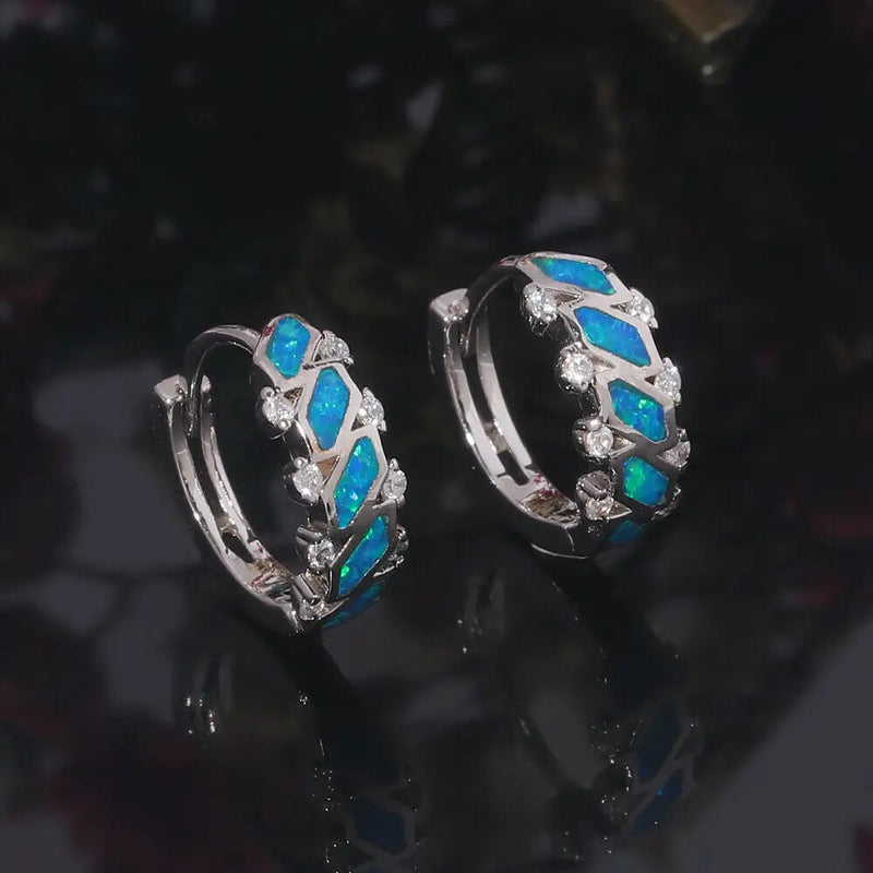 Pink Opal 925 Sterling Silver Hoop Earrings for Party Birthday Gift