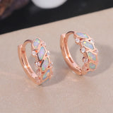 Pink Opal 925 Sterling Silver Hoop Earrings for Party Birthday Gift