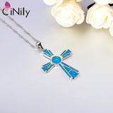 Fire Opal Pendant Cross Necklace for Women