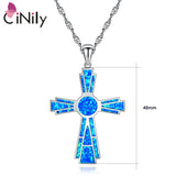 Fire Opal Pendant Cross Necklace for Women