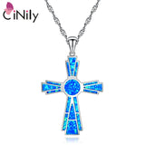 Fire Opal Pendant Cross Necklace for Women