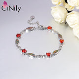 Fire Opal & Orange Garnet Half Chain Bracelets Silver Plated Fine Link Bracelet