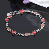 Fire Opal & Orange Garnet Chain Bracelet Boho Jewelry Woman