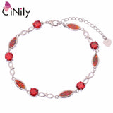 Fire Opal & Orange Garnet Chain Bracelet Boho Jewelry Woman