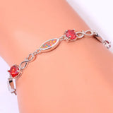 Fire Opal & Orange Garnet Chain Bracelet Boho Jewelry Woman