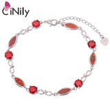 Fire Opal & Orange Garnet Chain Bracelet Boho Jewelry Woman