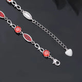 Fire Opal & Orange Garnet Chain Bracelet Boho Jewelry Woman
