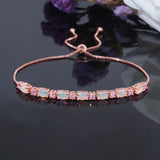 Fire Opal Sliding Link Bracelet Silver Plated Adjustable Jewelry