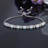 Fire Opal Sliding Link Bracelet Silver Plated Adjustable Jewelry