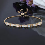 Fire Opal Sliding Link Bracelet Silver Plated Adjustable Jewelry