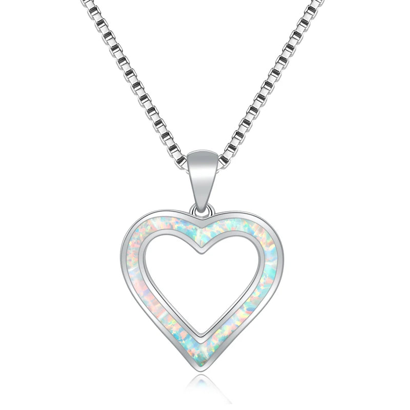 Fire Opal Herat Pendant Silver Plated for Women