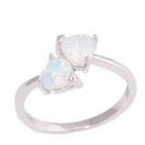 Fire Opal Heart Rings Silver Plated Jewelry For Women Rize 6-9