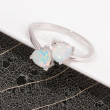 Fire Opal Heart Rings Silver Plated Jewelry For Women Rize 6-9