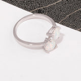 Fire Opal Heart Rings Silver Plated Jewelry For Women Rize 6-9