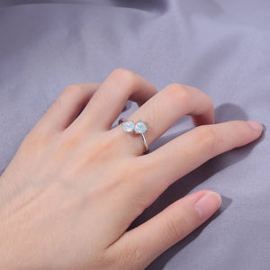 Fire Opal Heart Rings Silver Plated Jewelry For Women Rize 6-9