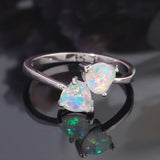 Fire Opal Heart Rings Silver Plated Jewelry For Women Rize 6-9