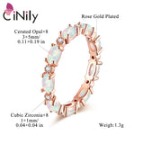 Pink Fire Opal CZ Zircon Rose Plated Oval Round Stone Engagement Ring