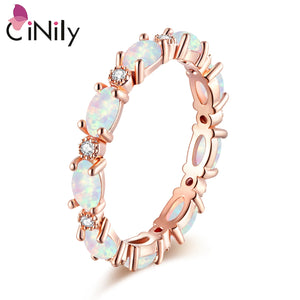 Pink Fire Opal CZ Zircon Rose Plated Oval Round Stone Engagement Ring