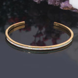 Pink Opal Rose 925 Sterling Silver Bangle - Adjust Cuff