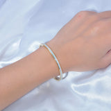 Pink Opal Rose 925 Sterling Silver Bangle - Adjust Cuff