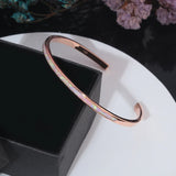Pink Opal Rose 925 Sterling Silver Bangle - Adjust Cuff