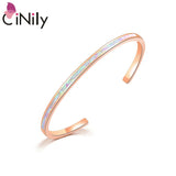 Pink Opal Rose 925 Sterling Silver Bangle - Adjust Cuff