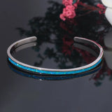 Pink Opal Rose 925 Sterling Silver Bangle - Adjust Cuff