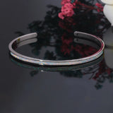 Pink Opal Rose 925 Sterling Silver Bangle - Adjust Cuff