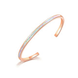 Pink Opal Rose 925 Sterling Silver Bangle - Adjust Cuff