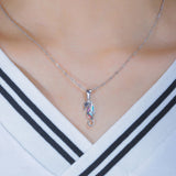 Multi-color Fire Opal CZ Silver Plated Pendant for Women