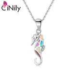 Multi-color Fire Opal CZ Silver Plated Pendant for Women