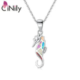Multi-color Fire Opal CZ Silver Plated Pendant for Women