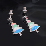 Multicolor Christmas Opal 925 Silver Earrings Party Gift OH4763