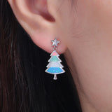 Multicolor Christmas Opal 925 Silver Earrings Party Gift OH4763