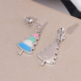 Multicolor Christmas Opal 925 Silver Earrings Party Gift OH4763
