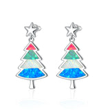 Multicolor Christmas Opal 925 Silver Earrings Party Gift OH4763