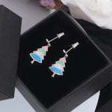 Multicolor Christmas Opal 925 Silver Earrings Party Gift OH4763