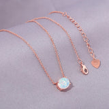 Natural Stone Fire Opal Pendant Necklace Silver Plated Women Jewelry
