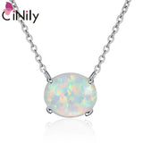 Natural Stone Fire Opal Pendant Necklace Silver Plated Women Jewelry
