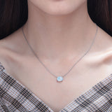 Natural Stone Fire Opal Pendant Necklace Silver Plated Women Jewelry