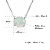 Natural Stone Fire Opal Pendant Necklace Silver Plated Women Jewelry