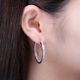 Pink Fire Opal Large Hoop Earrings Rose Rainbow Circle Cocktail Party Jewelry