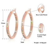 Pink Fire Opal Large Hoop Earrings Rose Rainbow Circle Cocktail Party Jewelry